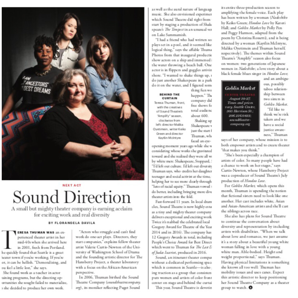 “AMPLIFY” Featured in Seattle Magazine August issue | Sound Theatre Company